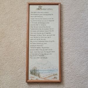 Beautiful 'n Complete Handmade "FOOTPRINTS" in The Sand Seascape Cross Stitch